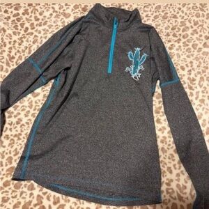 Gray Quarter-Zip Pullover with Blue Accents